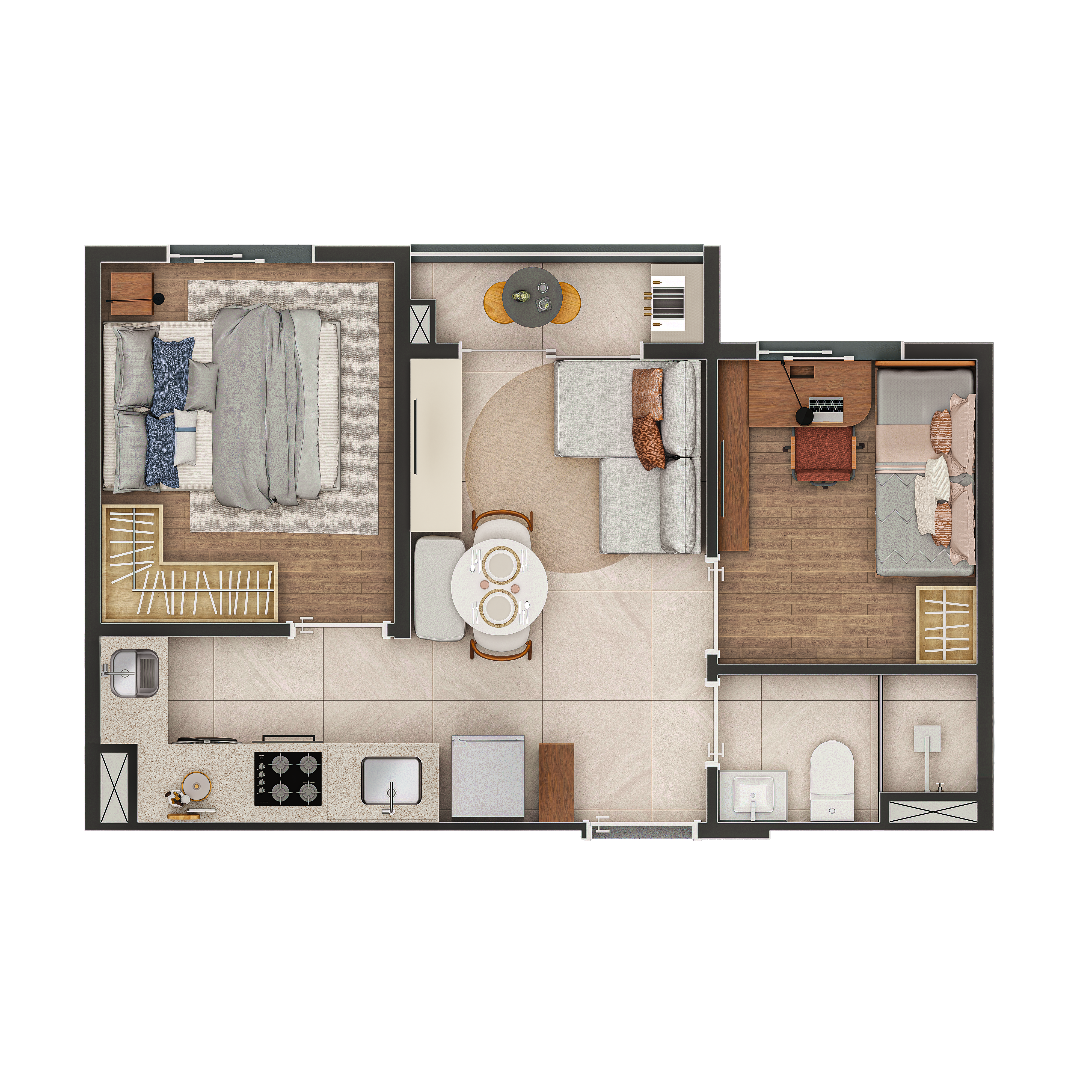 Planta 2 dorms 34,26m²